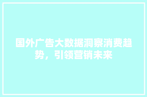 国外广告大数据洞察消费趋势，引领营销未来  第1张