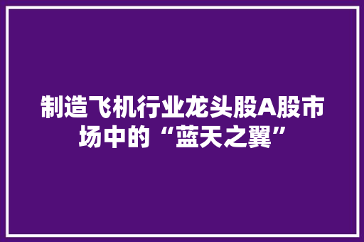 制造飞机行业龙头股A股市场中的“蓝天之翼”