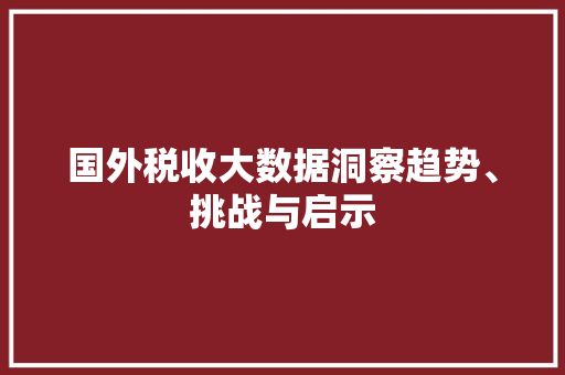 国外税收大数据洞察趋势、挑战与启示  第1张