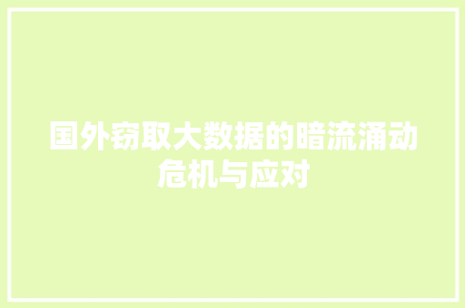 国外窃取大数据的暗流涌动危机与应对  第1张
