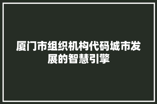 厦门市组织机构代码城市发展的智慧引擎