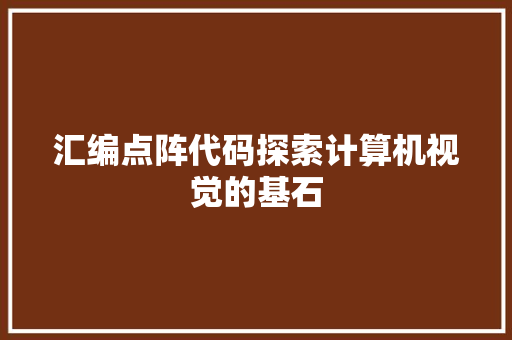 汇编点阵代码探索计算机视觉的基石