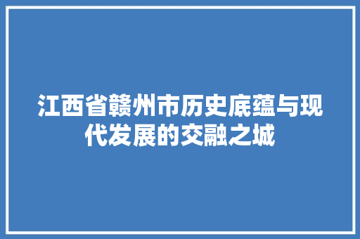 江西省赣州市历史底蕴与现代发展的交融之城