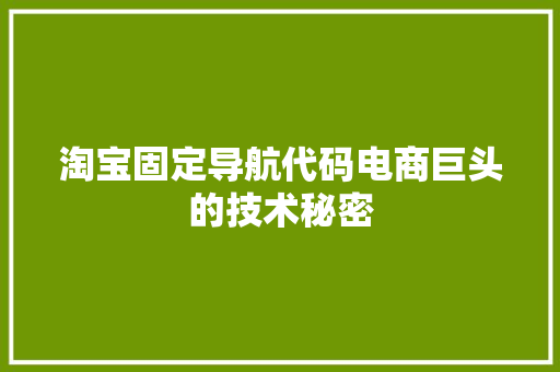 淘宝固定导航代码电商巨头的技术秘密
