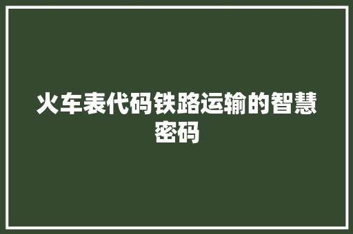 火车表代码铁路运输的智慧密码