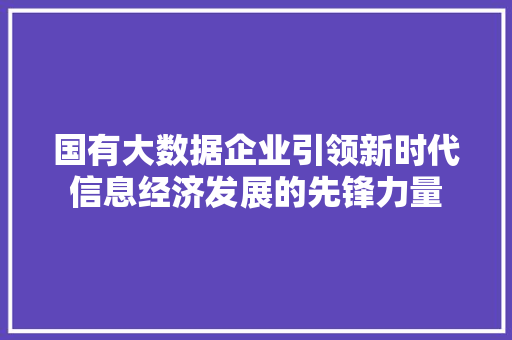 国有大数据企业引领新时代信息经济发展的先锋力量