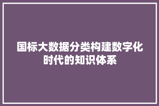 国标大数据分类构建数字化时代的知识体系