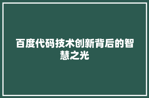 百度代码技术创新背后的智慧之光