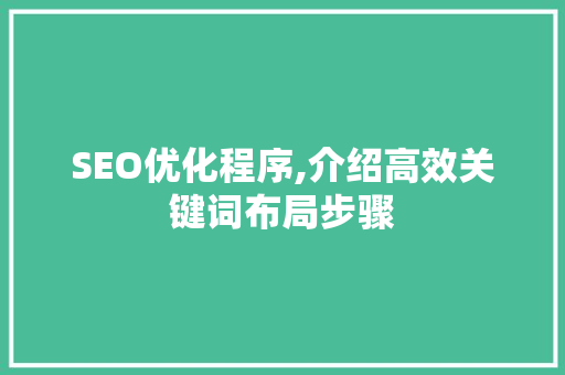 SEO优化程序,介绍高效关键词布局步骤