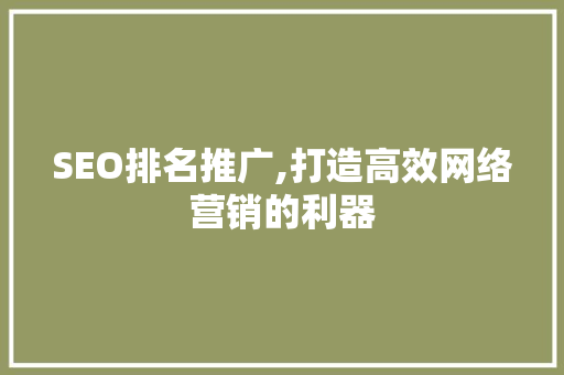 SEO排名推广,打造高效网络营销的利器