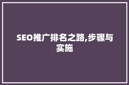 SEO推广排名之路,步骤与实施