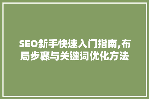 SEO新手快速入门指南,布局步骤与关键词优化方法
