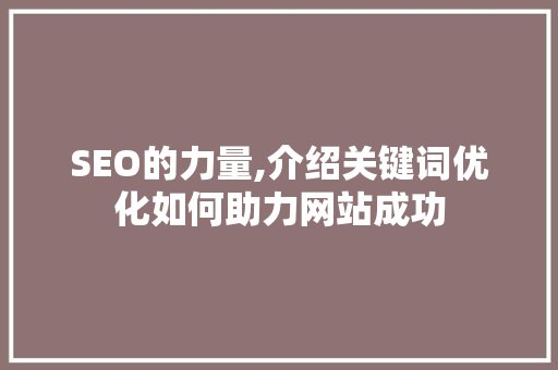 SEO的力量,介绍关键词优化如何助力网站成功  第1张