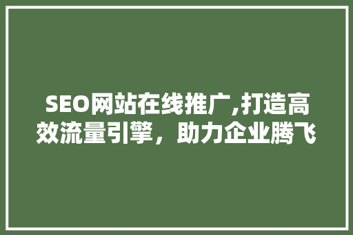 SEO网站在线推广,打造高效流量引擎，助力企业腾飞  第1张