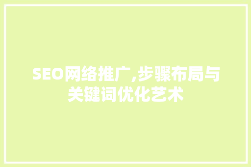SEO网络推广,步骤布局与关键词优化艺术