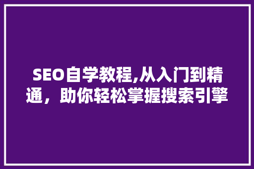 SEO自学教程,从入门到精通，助你轻松掌握搜索引擎优化方法
