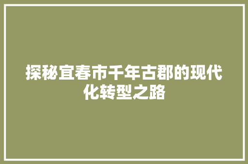 探秘宜春市千年古郡的现代化转型之路  第1张