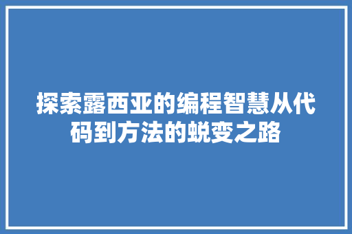 探索露西亚的编程智慧从代码到方法的蜕变之路