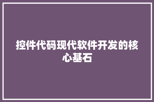 控件代码现代软件开发的核心基石