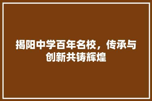 揭阳中学百年名校，传承与创新共铸辉煌  第1张