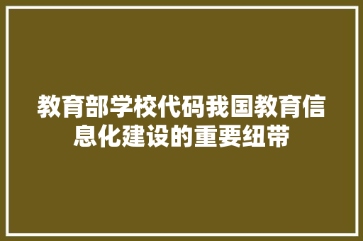 教育部学校代码我国教育信息化建设的重要纽带