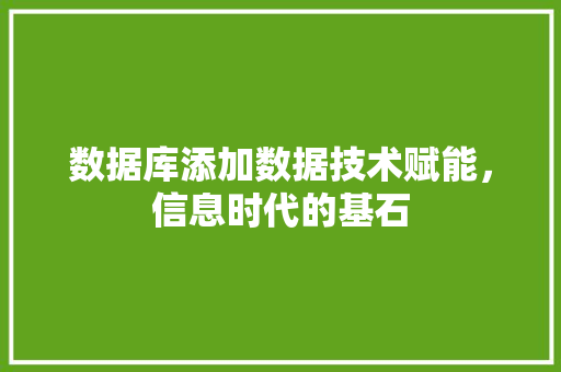 数据库添加数据技术赋能，信息时代的基石