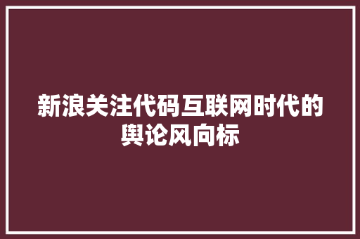新浪关注代码互联网时代的舆论风向标