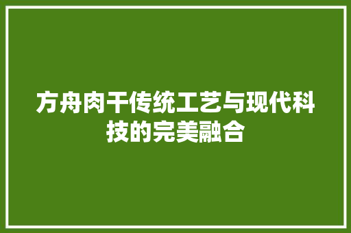 方舟肉干传统工艺与现代科技的完美融合