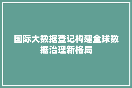 国际大数据登记构建全球数据治理新格局  第1张