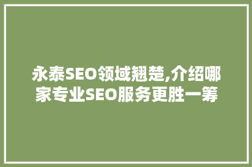 永泰SEO领域翘楚,介绍哪家专业SEO服务更胜一筹