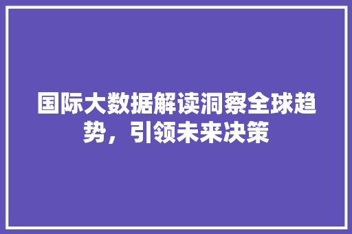 国际大数据解读洞察全球趋势，引领未来决策  第1张