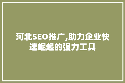 河北SEO推广,助力企业快速崛起的强力工具  第1张