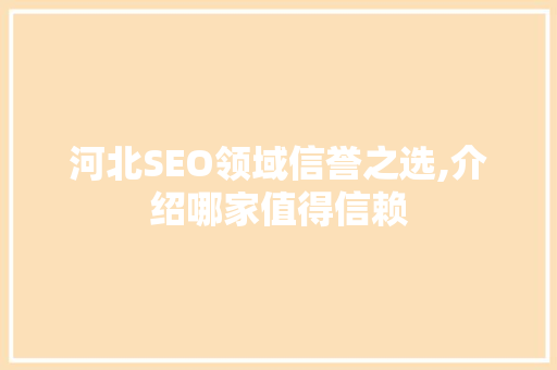 河北SEO领域信誉之选,介绍哪家值得信赖