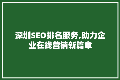 深圳SEO排名服务,助力企业在线营销新篇章