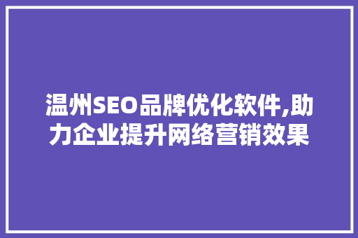 温州SEO品牌优化软件,助力企业提升网络营销效果