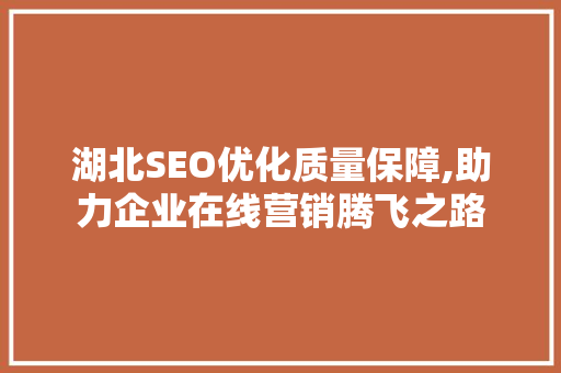 湖北SEO优化质量保障,助力企业在线营销腾飞之路