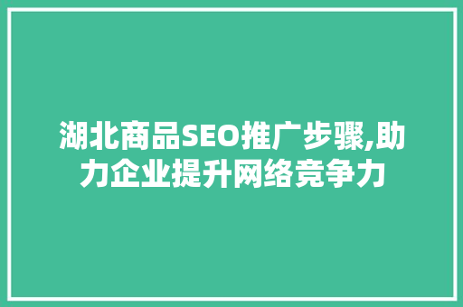 湖北商品SEO推广步骤,助力企业提升网络竞争力
