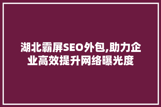 湖北霸屏SEO外包,助力企业高效提升网络曝光度