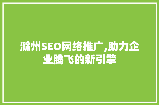 滁州SEO网络推广,助力企业腾飞的新引擎