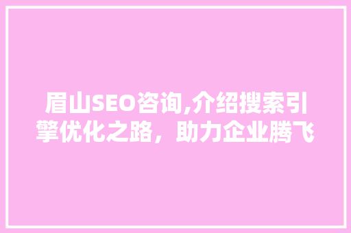 眉山SEO咨询,介绍搜索引擎优化之路，助力企业腾飞