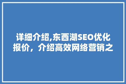 详细介绍,东西湖SEO优化报价，介绍高效网络营销之路