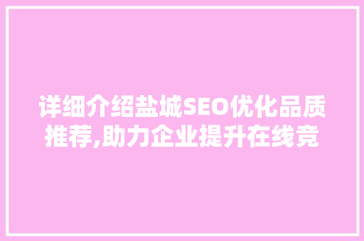 详细介绍盐城SEO优化品质推荐,助力企业提升在线竞争力