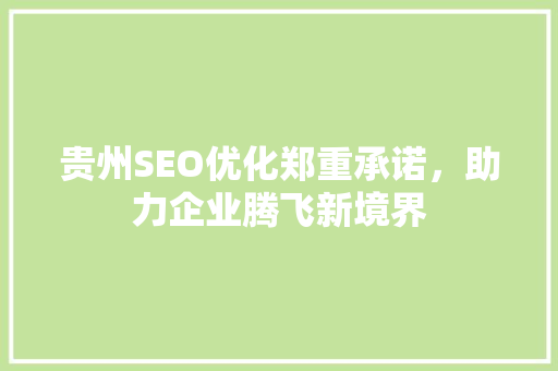 贵州SEO优化郑重承诺，助力企业腾飞新境界