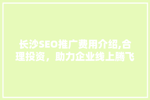 长沙SEO推广费用介绍,合理投资，助力企业线上腾飞