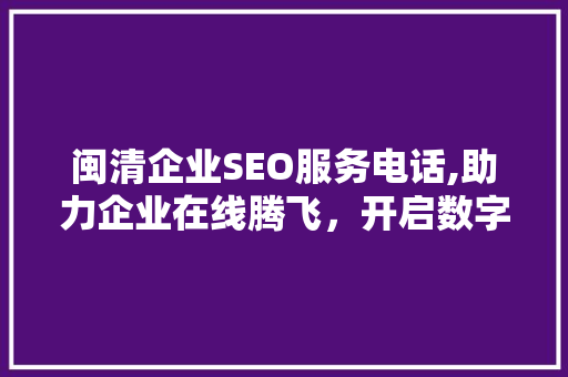 闽清企业SEO服务电话,助力企业在线腾飞，开启数字化营销新篇章