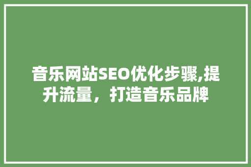 音乐网站SEO优化步骤,提升流量，打造音乐品牌