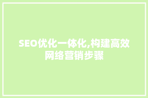 SEO优化一体化,构建高效网络营销步骤