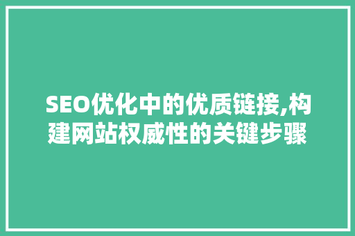 SEO优化中的优质链接,构建网站权威性的关键步骤