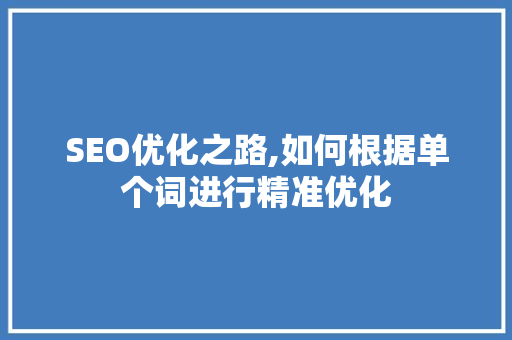 SEO优化之路,如何根据单个词进行精准优化