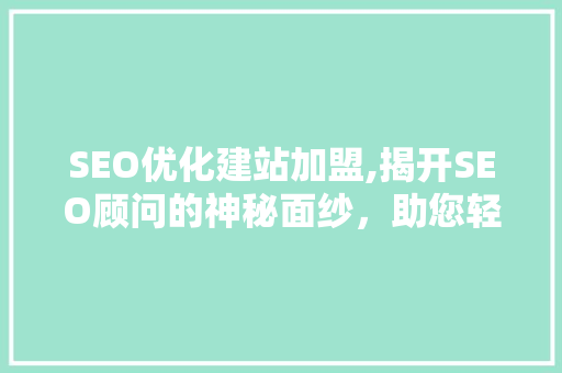 SEO优化建站加盟,揭开SEO顾问的神秘面纱，助您轻松实现网站流量翻倍